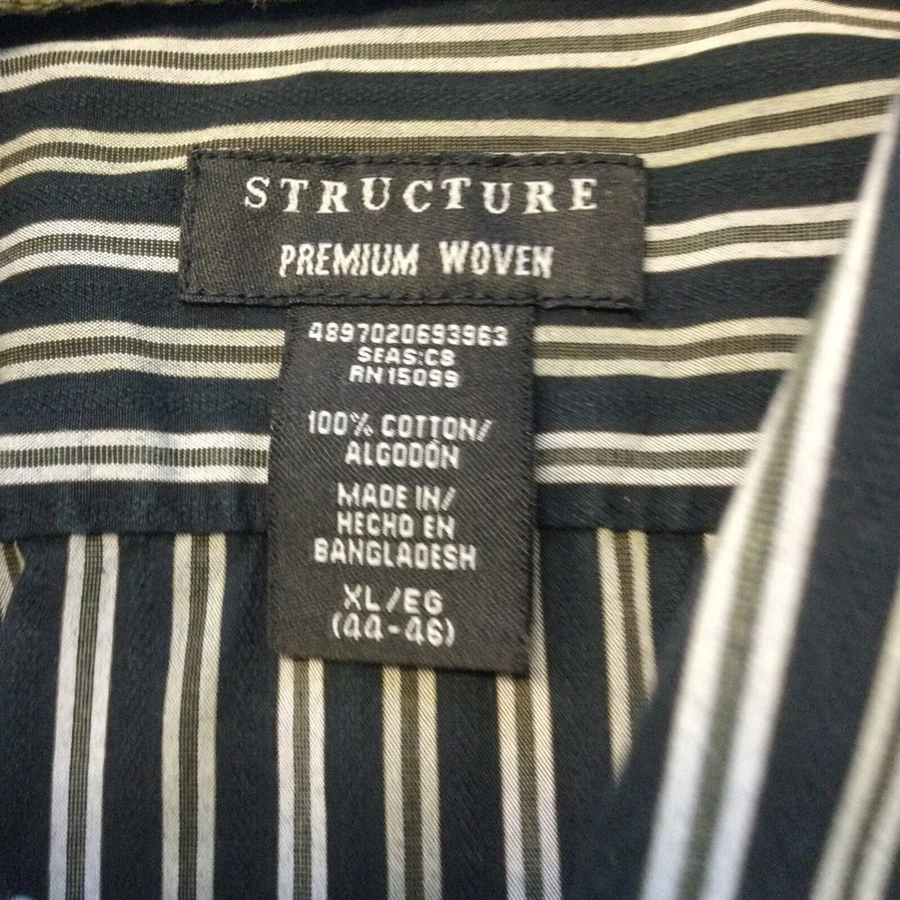 Structure premium Woven 100%‎ Cotton Button Up Striped Long Sleeve Career/Casual